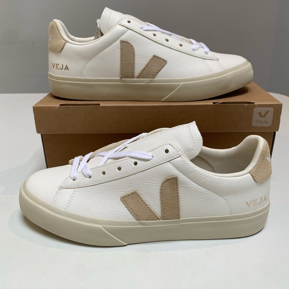 Veja Campo Leather Sneaker in White/Almond sz 41EU/10US New in Box - Picture 4 of 8